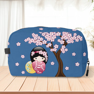 Spring Kokeshi Doll - Niedlich Japanisch Geisha Bl Waschbeutel