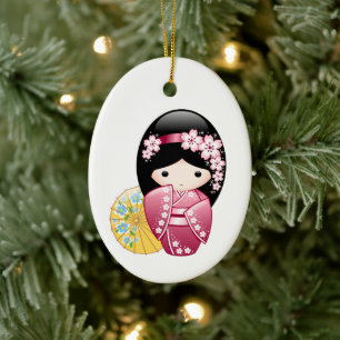 Spring Kokeshi Doll - Niedlich Japanisch Geisha Keramik Ornament