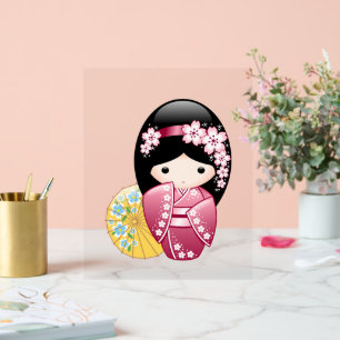 Spring Kokeshi Doll - Niedliches japanisches Geish Acrylschild