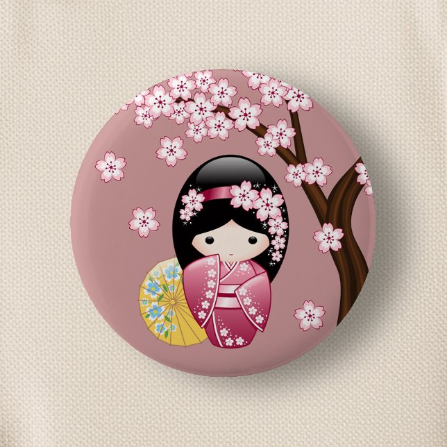 Spring Kokeshi Doll - Niedliches japanisches Geish Button (Von Creator hochgeladen)
