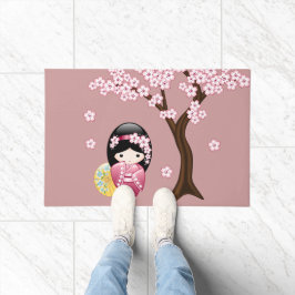 Spring Kokeshi Doll - Niedliches japanisches Geish Fußmatte