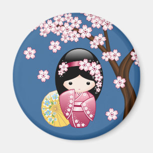 Spring Kokeshi Doll - Niedliches japanisches Geish Magnet