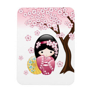 Spring Kokeshi Doll - Niedliches japanisches Geish Magnet