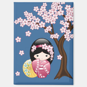 Spring Kokeshi Doll - Niedliches japanisches Geish Magnet