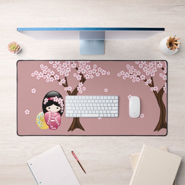 Spring Kokeshi Doll - Niedliches japanisches Geish Schreibtischunterlage (Büro 1)