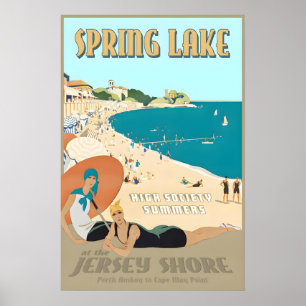 Spring Lake New Jersey Shore Retro Art Deco Reise Poster