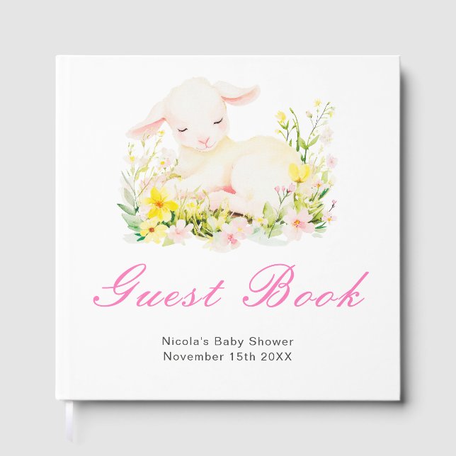 Spring Lamb Baby Shower Guest Book Gästebuch (Vorderseite)