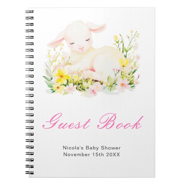 Spring Lamb Baby Shower Guest Book Notizblock (Vorderseite)