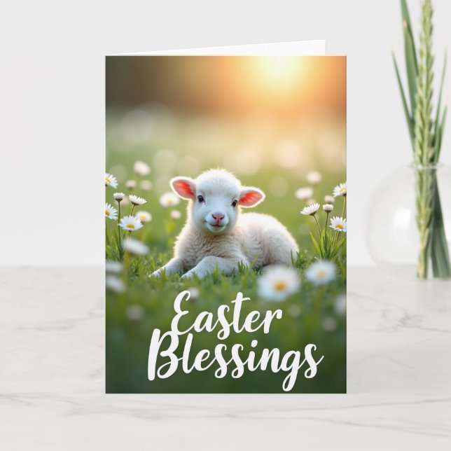 Spring Lamb Easter Blessings Card Karte (Vorderseite)