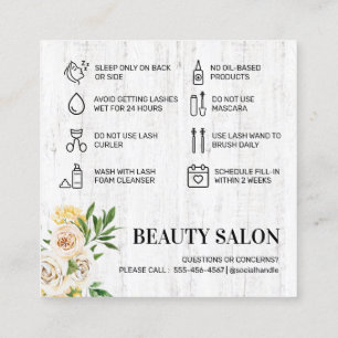 Spring Lash Aftercare Card Quadratische Visitenkarte