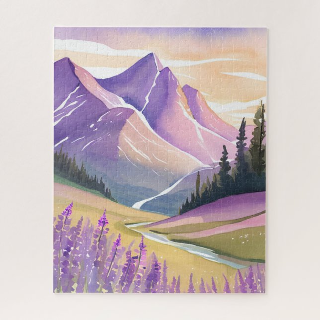 Spring Lavender | Glacier National Park Watercolor Puzzle (Vertikal)
