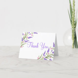 Spring Lila Watercolor Floral Wedding Vielen Dank Dankeskarte