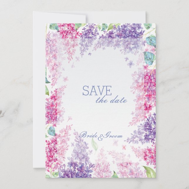 Spring Lilac Blume Blossom-Floral Save the Date (Vorderseite)