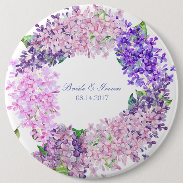 Spring Lilac Blume Blossom-Floral Wedding Button (Vorderseite)