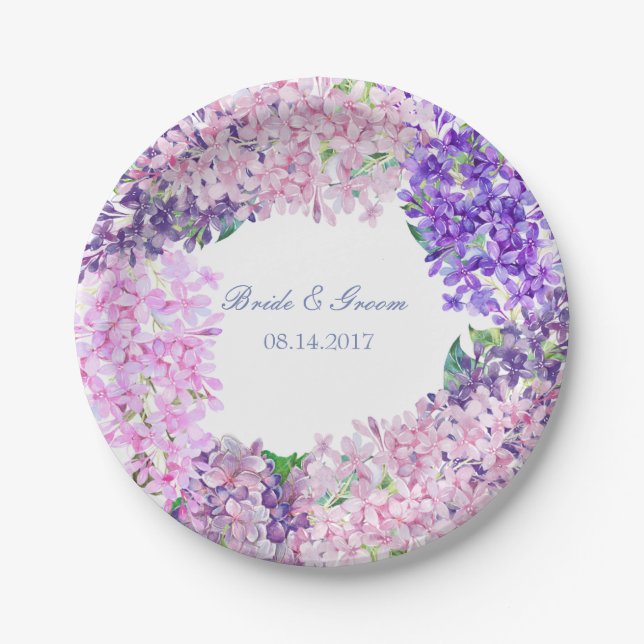Spring Lilac Blume Blossom-Floral Wedding Pappteller (Vorderseite)