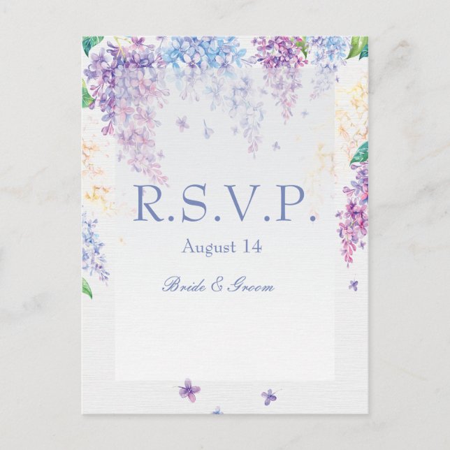 Spring Lilac Blume Blossom-Floral Wedding RSVP Einladungspostkarte (Vorderseite)
