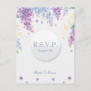 Spring Lilac Blume Blossom-Floral Wedding RSVP Einladungspostkarte