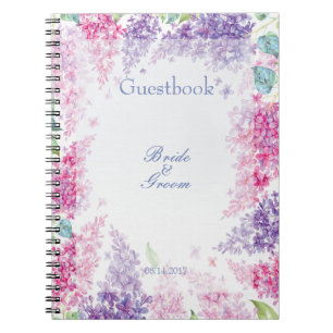 Spring Lilac Blume Floral Wedding Gästebuch Notizblock