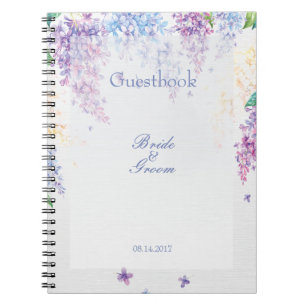 Spring Lilac Blume Floral Wedding Gästebuch Notizblock