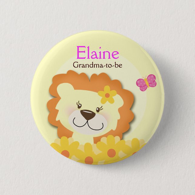 Spring Lion (Gelb) NAME TAG Custom Button (Vorderseite)