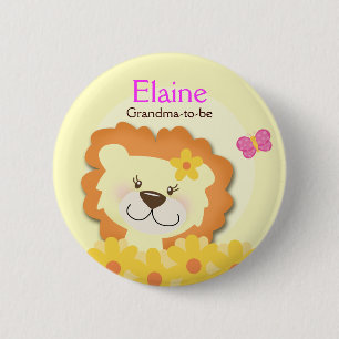 Spring Lion (Gelb) NAME TAG Custom Button