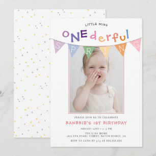 Spring Little Miss Onederful Foto 1. Geburtstag Einladung