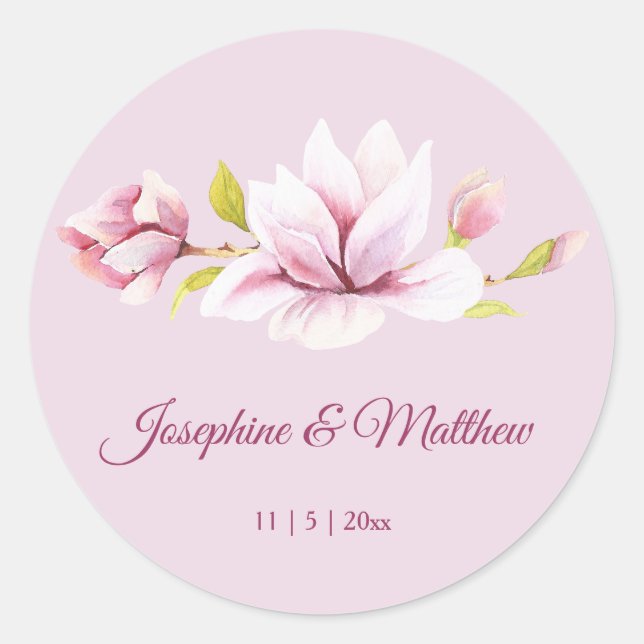 Spring Magnolias Floral Wedding Stickers (Vorderseite)