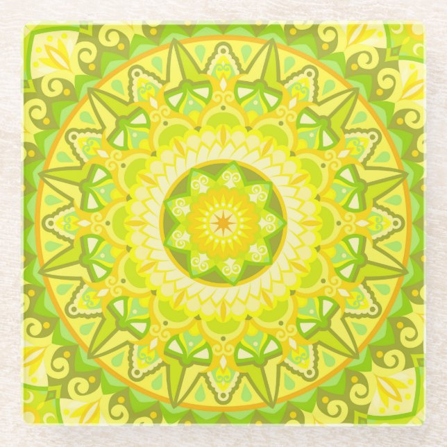 Spring Mandala Glasuntersetzer (Vorderseite)