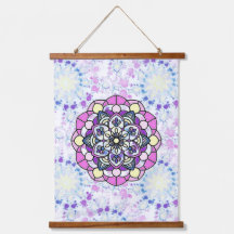 Spring Mandala Wood Topped Wall Tapestry