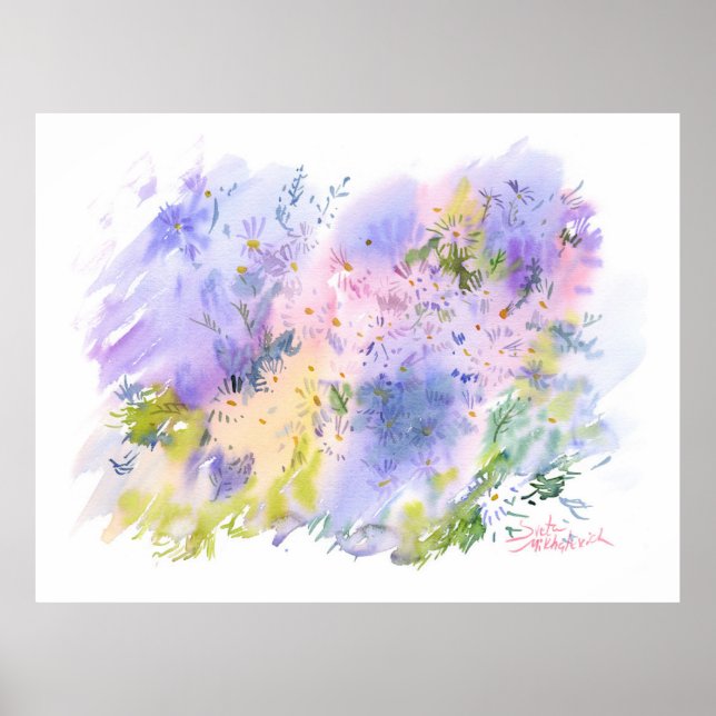Spring Meadow — Abstract Floral Watercolor Poster (Vorne)