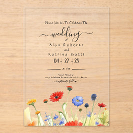 Spring Meadow Wildflowers Wedding Invitation Acryleinladungen