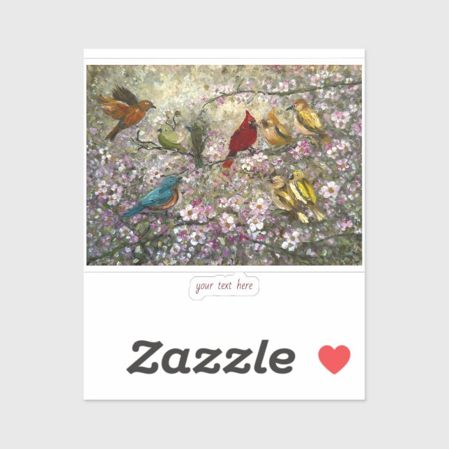 Spring Meet: Colorful Songbirds Bird Lovers Gifts Aufkleber (Blatt)