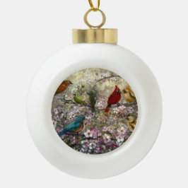 Spring Meet: Colorful Songbirds Bird Lovers Gifts Keramik Kugel-Ornament