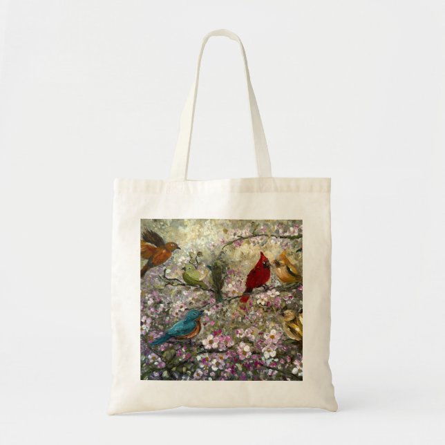 Spring Meet: Colorful Songbirds Bird Lovers Gifts Tragetasche (Vorne)