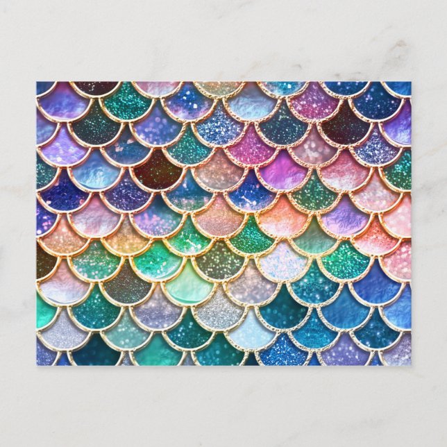 Spring Mermaid Glitzer Scales - Mermaidscales Postkarte (Vorderseite)