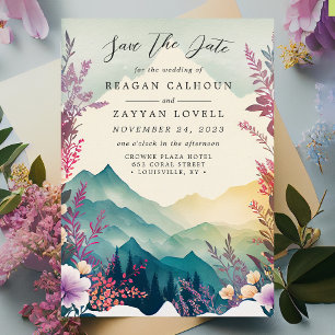 Spring Mountains Floral Save The Date Karte