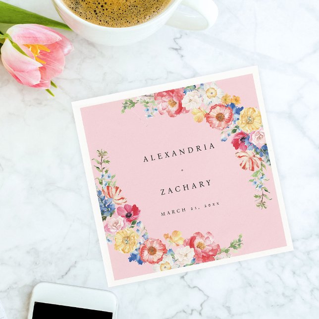 Spring Multi Color Florals Napkins - Rosa Serviette (Von Creator hochgeladen)
