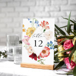 Spring Multi Color Florals Tischnummer<br><div class="desc">Dress up your wedding or Party tables with your Spring Multi Color Florals Tischnummer Card. Mit rosa,  rot,  weiß,  blau und gelb lackiert,  Aquarellblumen.</div>