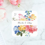 Spring Multi Color Florals Vielen Dank Quadratischer Aufkleber<br><div class="desc">Dekorieren Sie Ihre Umschläge oder andere Gegenstände mit Ihrem Namen und modernen Spring Multi Color Florals Square Sticker. Optional Dankeschön Text.</div>