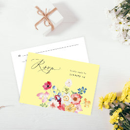 Spring Multi Color Florals w Meal UAWG - Gelb RSVP Karte