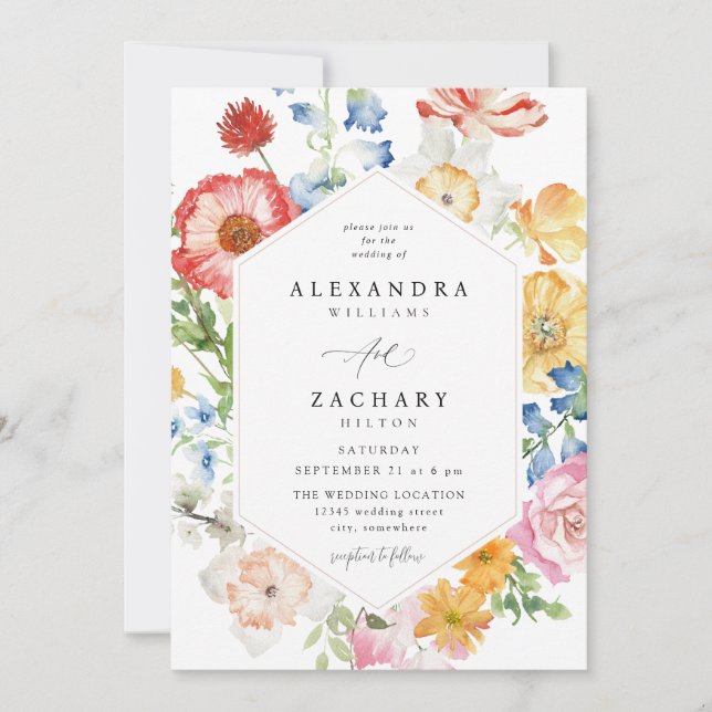 Spring Multi Color Florals Wedding 2 Einladung (Vorderseite)