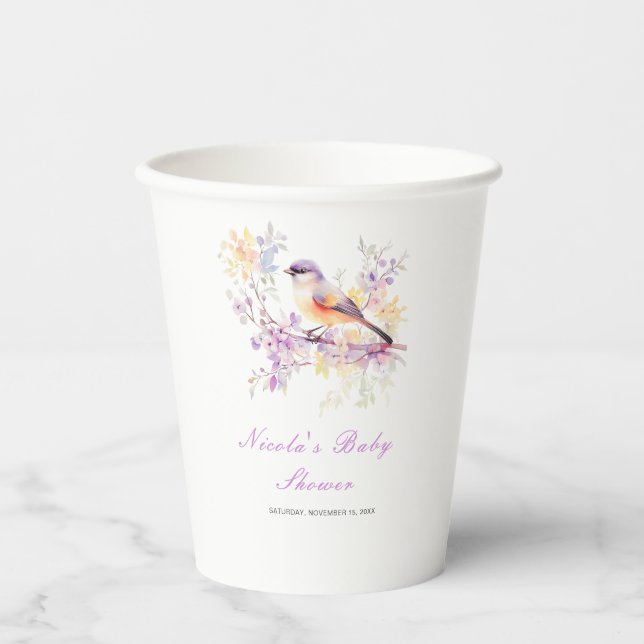 Spring Niedlich Bird Baby Dusche Pappbecher (Vorderseite)