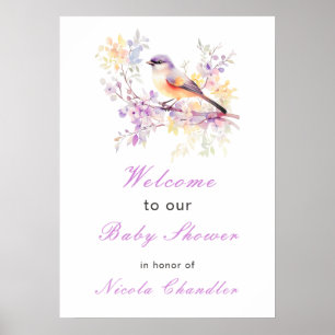 Spring Niedlich Bird Baby Dusche Poster