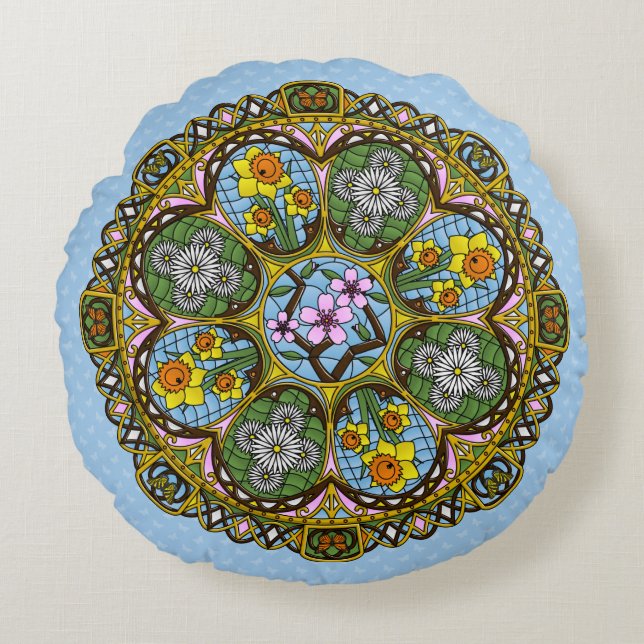 Spring Nouveau Round Kissen (Vorderseite)