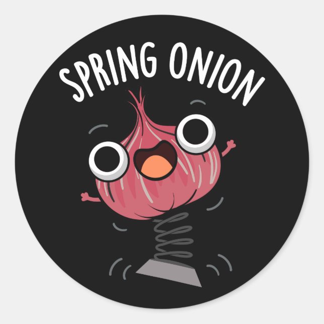 Spring Onion Funny Veggie Pun Dark BG Runder Aufkleber (Vorderseite)