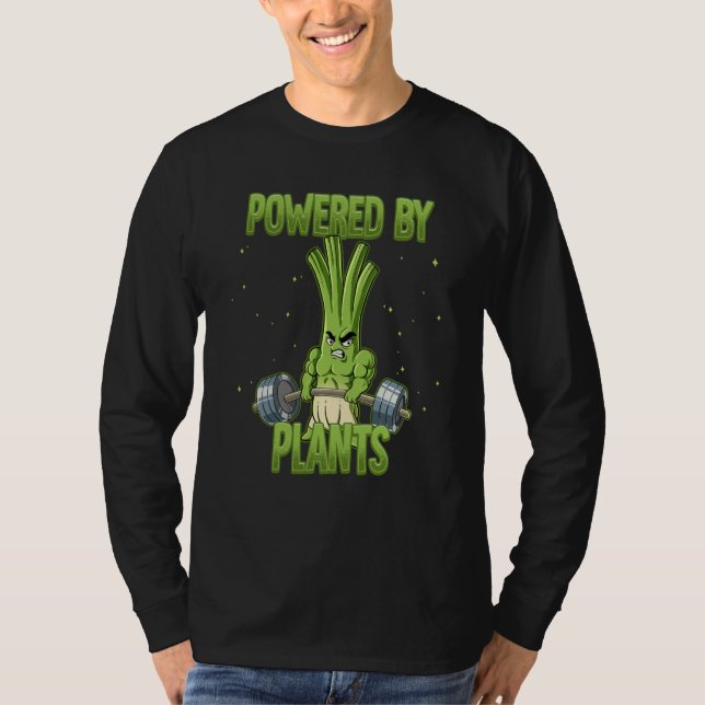 Spring Onion Gym Weight Training Powered By Plants T-Shirt (Vorderseite)