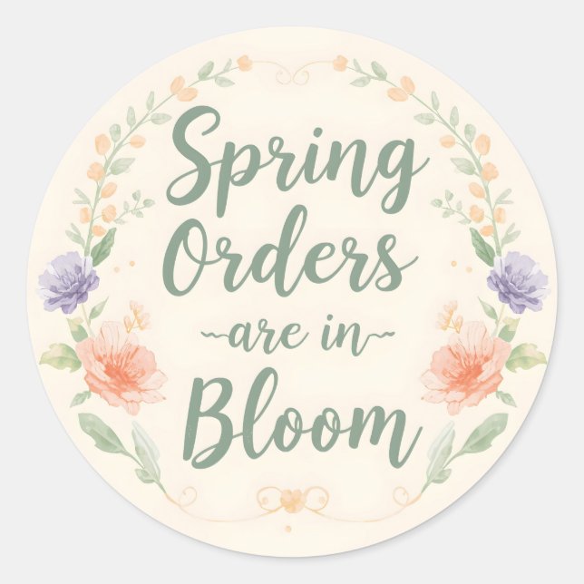 Spring Orders are in blue Bloom Runder Aufkleber (Vorderseite)