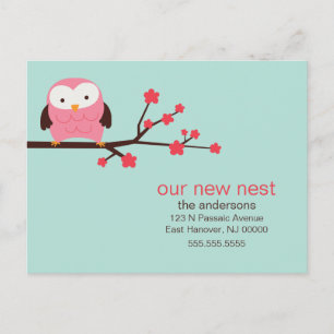 Spring Owl - Neue Adressankündigungen Ankündigungspostkarte