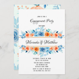 Spring Paint Blue Orange Florals Engagement Party Einladung