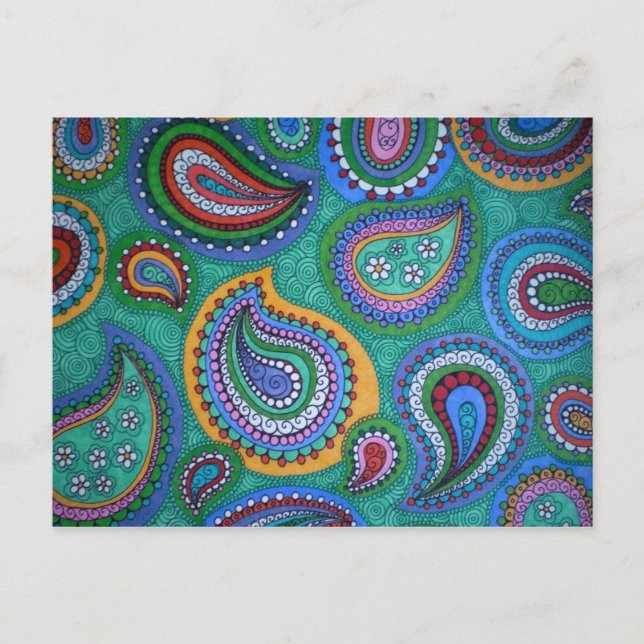 Spring Paisley Postcard Postkarte (Vorderseite)